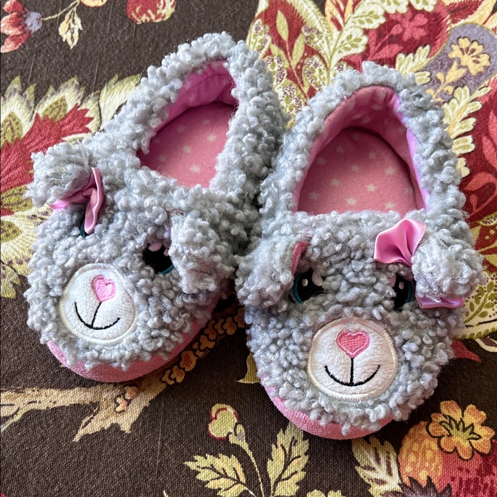 Cute Gray and Pink Bear Slippers
